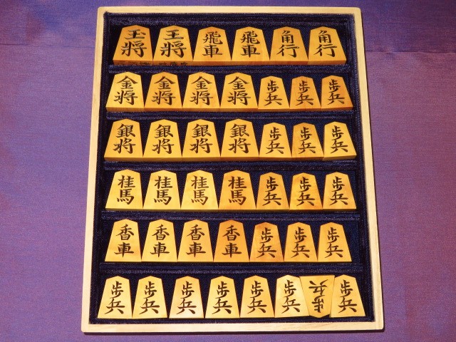 東泉作金龍御蔵島黄楊杢彫将棋駒/新品 桐平箱付(KS934) トウシン盤駒店 