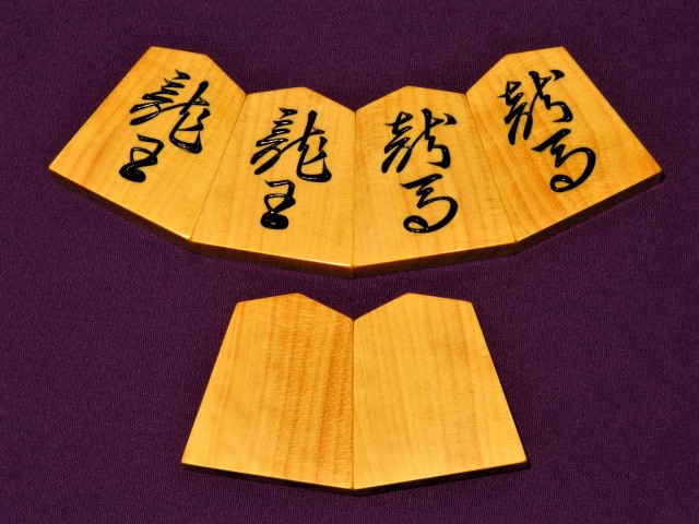淘水作錦旗島黄楊赤柾彫将棋駒 未使用品/桐製平箱付（KS645） トウシン 
