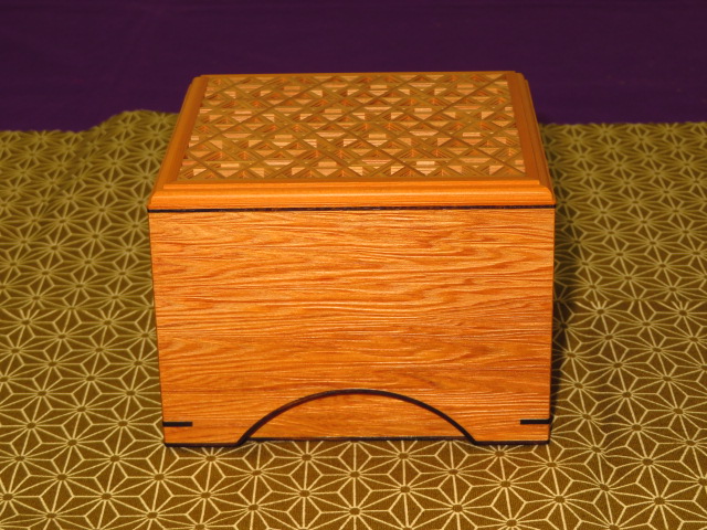大橋利一作屋久杉鶉杢組子浮造仕上将棋駒箱 桐共箱付(KH239) トウシン 