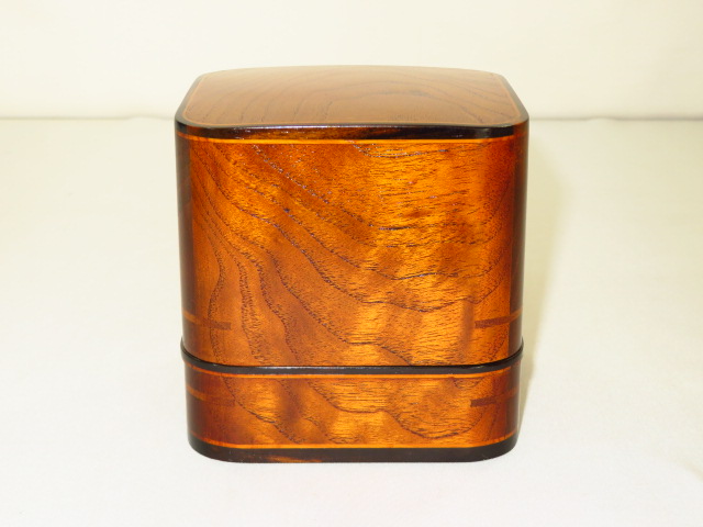 将棋駒箱　名工松浦清治作銘入四隅落印籠形神代塩地拭漆仕上最高級将棋駒箱　新品　紙共箱付（KH319） | 将棋 駒箱 松浦清治作 島桑 拭き漆仕上げ 四隅落印籠型