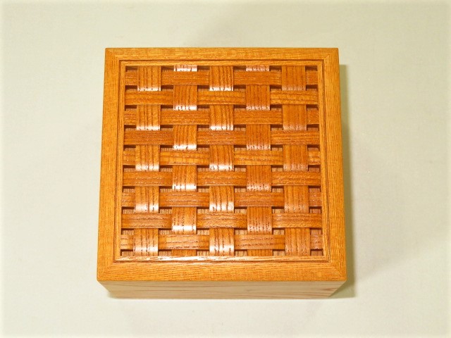 大橋利一作銘入欅本捻組格子将棋駒箱/新品オリジナル紙箱付（KH276 