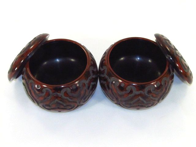 鎌倉彫（金峯作）超特大碁笥/未使用品(K110) トウシン盤駒店 囲碁 将棋
