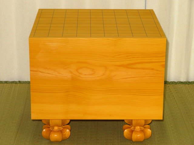 丸八碁盤店/鬼頭淳夫作日向産本榧天地柾目八寸二分将棋盤/黒柿矢倉駒台 