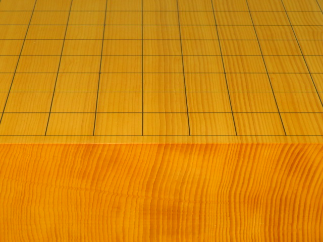 丸八碁盤店/鬼頭淳夫作日向産本榧天地柾目八寸二分将棋盤/黒柿矢倉駒台 