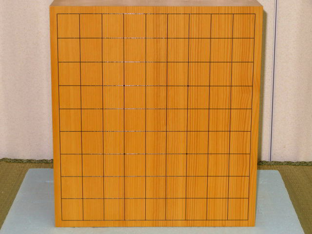 丸八碁盤店/鬼頭淳夫作日向産本榧天地柾目八寸二分将棋盤/黒柿矢倉駒台 