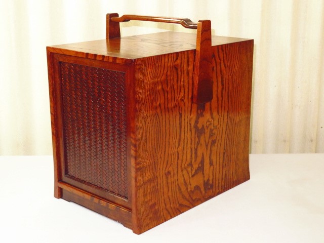 江戸指物‥玉杢‥ブドウ杢‥硯箱 盛り返す 