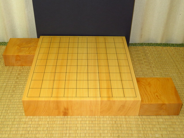 日本産本榧柾目２枚継二寸卓上将棋盤/駒台 新品(S179) トウシン盤駒店 囲碁 将棋